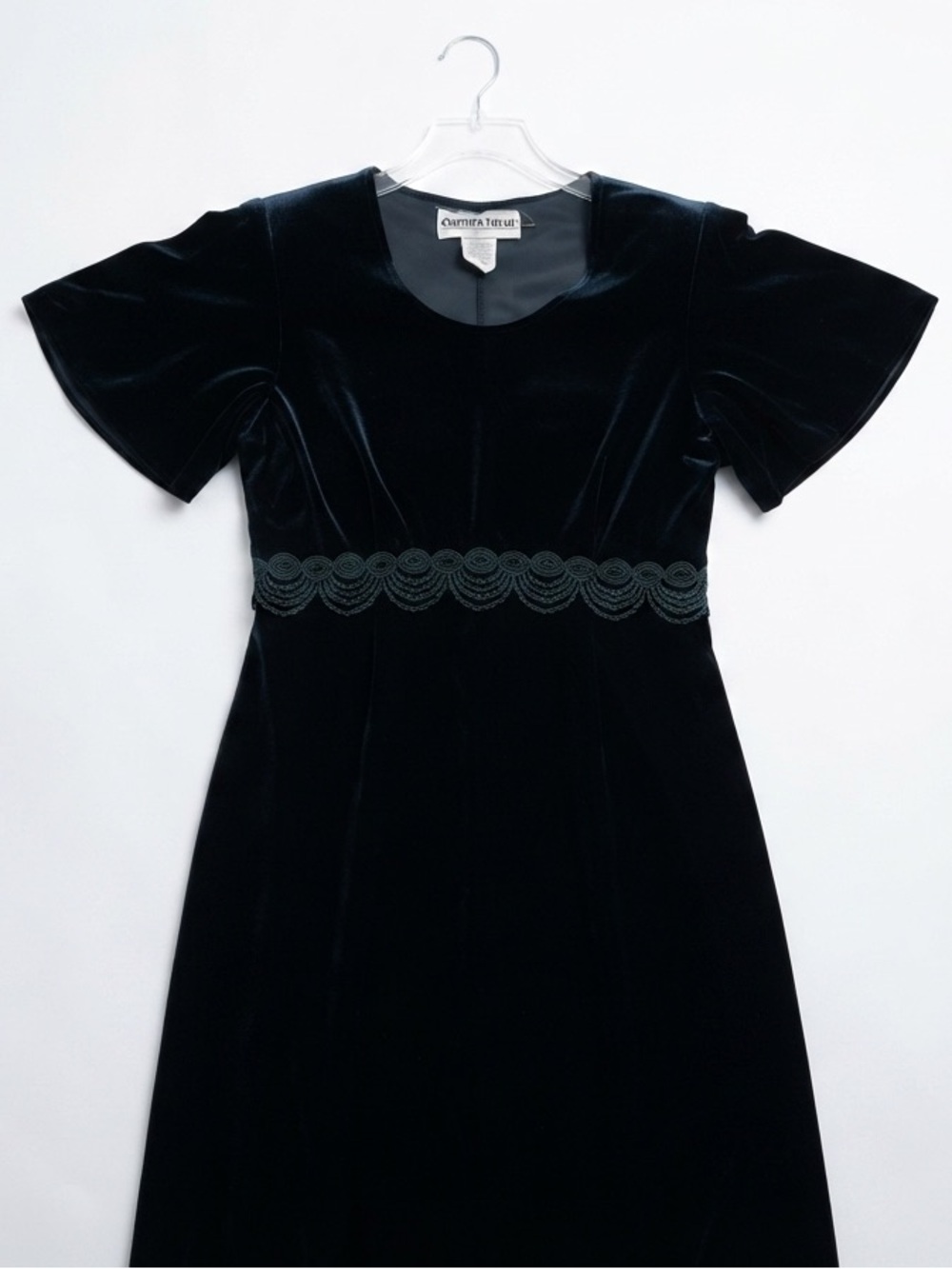 Another Thyme Gorgeous vintage 90s Emerald Green velvet maxi dress
